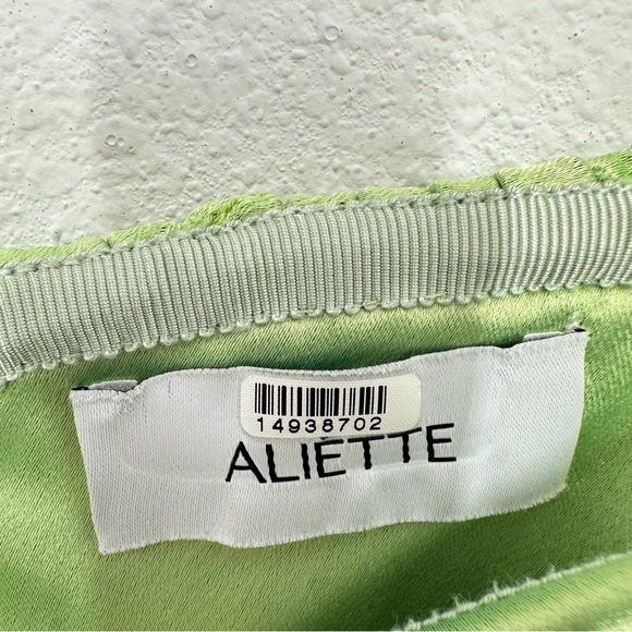 Aliette Green Silk Bralette‎ Smocked Top Sweetheart Neon Green Party Club Sexy - Picture 4 of 6